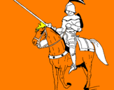 Disegno Cavallerizzo a cavallo  pitturato su alanis