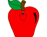 Disegno Mela pitturato su mela