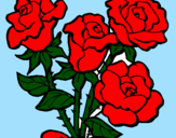 Disegno Mazzo di rose  pitturato su rose  rosse