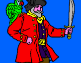 Disegno Pirata con il pappagallo  pitturato su ERiK