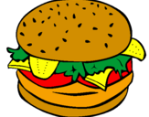 Disegno Hamburger completo  pitturato su enrica