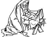 Disegno Nascita di Gesù Bambino pitturato su marilu