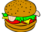 Disegno Hamburger completo  pitturato su simone 