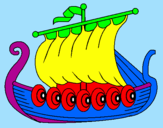 Disegno Barca vikinga  pitturato su Alessio