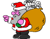 Disegno Babbo Natale e il suo sacco di regali  pitturato su paolo