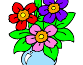 Disegno Vaso di fiori  pitturato su Maria