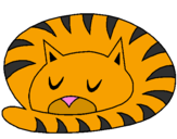 Disegno Gatto addormentato  pitturato su Constanza