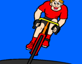 Disegno Ciclista con il berretto  pitturato su mirko