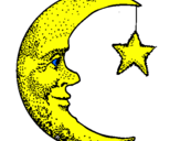Disegno Luna e stelle  pitturato su ivana