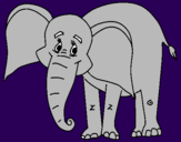 Disegno Elefante felice  pitturato su tirannosauro