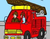 Disegno Camion dei Pompieri  pitturato su VIGILI DEL FUOCO