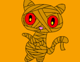 Disegno Mummia gatto scaraboechio pitturato su jose
