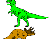 Disegno Triceratops e Tyrannosaurus Rex pitturato su ERIK