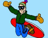 Disegno Salto con lo snowboard pitturato su itaria