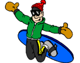 Disegno Salto con lo snowboard pitturato su jonny