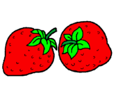 Disegno fragole  pitturato su frutta e verdura