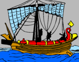 Disegno Barca romana  pitturato su Giulio