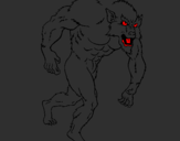 Disegno Uomo lupo  pitturato su mostro_leonardo