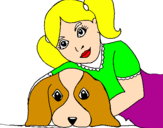 Disegno Bambina che abbraccia il suo cagnolino  pitturato su beatrice4