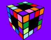 Disegno Cubo di Rubik pitturato su Greta
