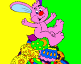 Disegno Coniglio di Pasqua pitturato su lorenzo