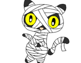 Disegno Mummia gatto scaraboechio pitturato su Licia