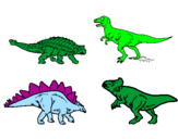 Disegno Dinosauri di terra  pitturato su giulia