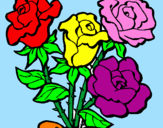 Disegno Mazzo di rose  pitturato su principessa  annamaria