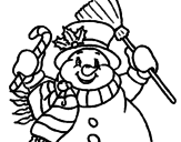 Disegno Pupazzo di neve con la sciarpa pitturato su marco