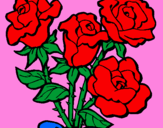 Disegno Mazzo di rose  pitturato su fata