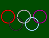 Disegno Anelli dei giochi olimpici  pitturato su patricia