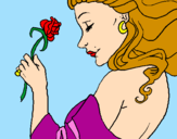 Disegno Principessa con una rosa pitturato su ENZA 9 ANNI