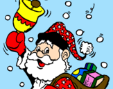 Disegno Babbo Natale con la sua campana  pitturato su cocciolona