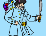 Disegno Pirata con il pappagallo  pitturato su ere