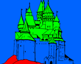 Disegno Castello medievale  pitturato su leoleo