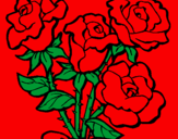 Disegno Mazzo di rose  pitturato su alessia  e   sanura