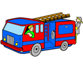 Disegno Pompieri sul camion  pitturato su antonio
