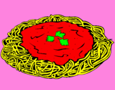 Disegno Spaghetti al formaggio  pitturato su gaia