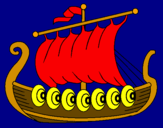 Disegno Barca vikinga  pitturato su alex 3000