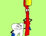 Disegno Molare e spazzolino da denti pitturato su luca