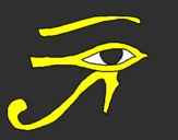 Disegno Occhio di Horus  pitturato su Matteo Battisti.