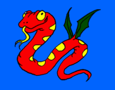 Disegno Serpente con le ali  pitturato su francesco  francesco