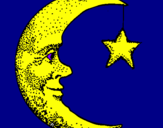 Disegno Luna e stelle  pitturato su yasmin