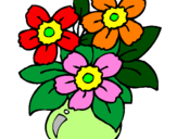 Disegno Vaso di fiori  pitturato su fiori