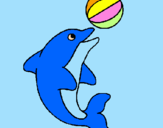 Disegno Delfino con una palla  pitturato su Alyssa