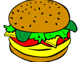 Disegno Hamburger completo  pitturato su lioloi