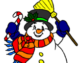 Disegno Pupazzo di neve con la sciarpa pitturato su gabriele