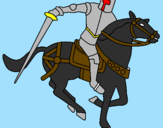 Disegno Cavaliere a cavallo IV pitturato su massimo