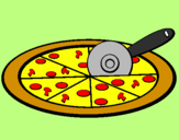 Disegno Pizza pitturato su riccardo