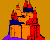 Disegno Castello medievale  pitturato su mirkoa